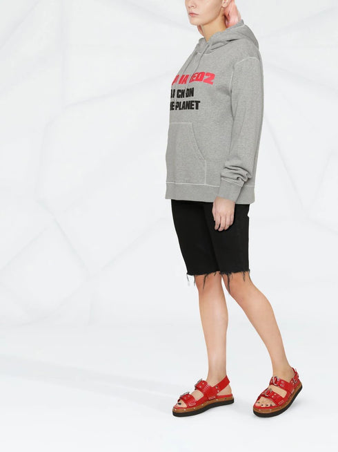 slogan-print hoodie